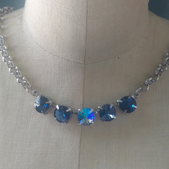 Swarovski Blue Crystal Hand Set Necklace and Earring Set - Picture 5 of 5